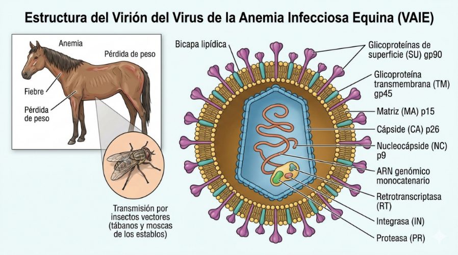 Estructura del virión del virus de la Anemia Infecciosa Equina